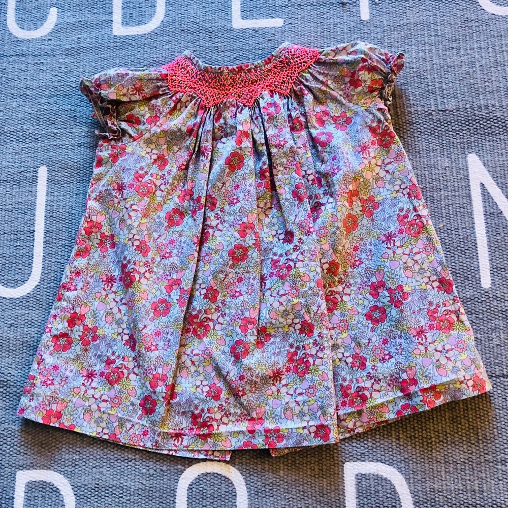 Bonpoint hand embroidered floral cotton dress